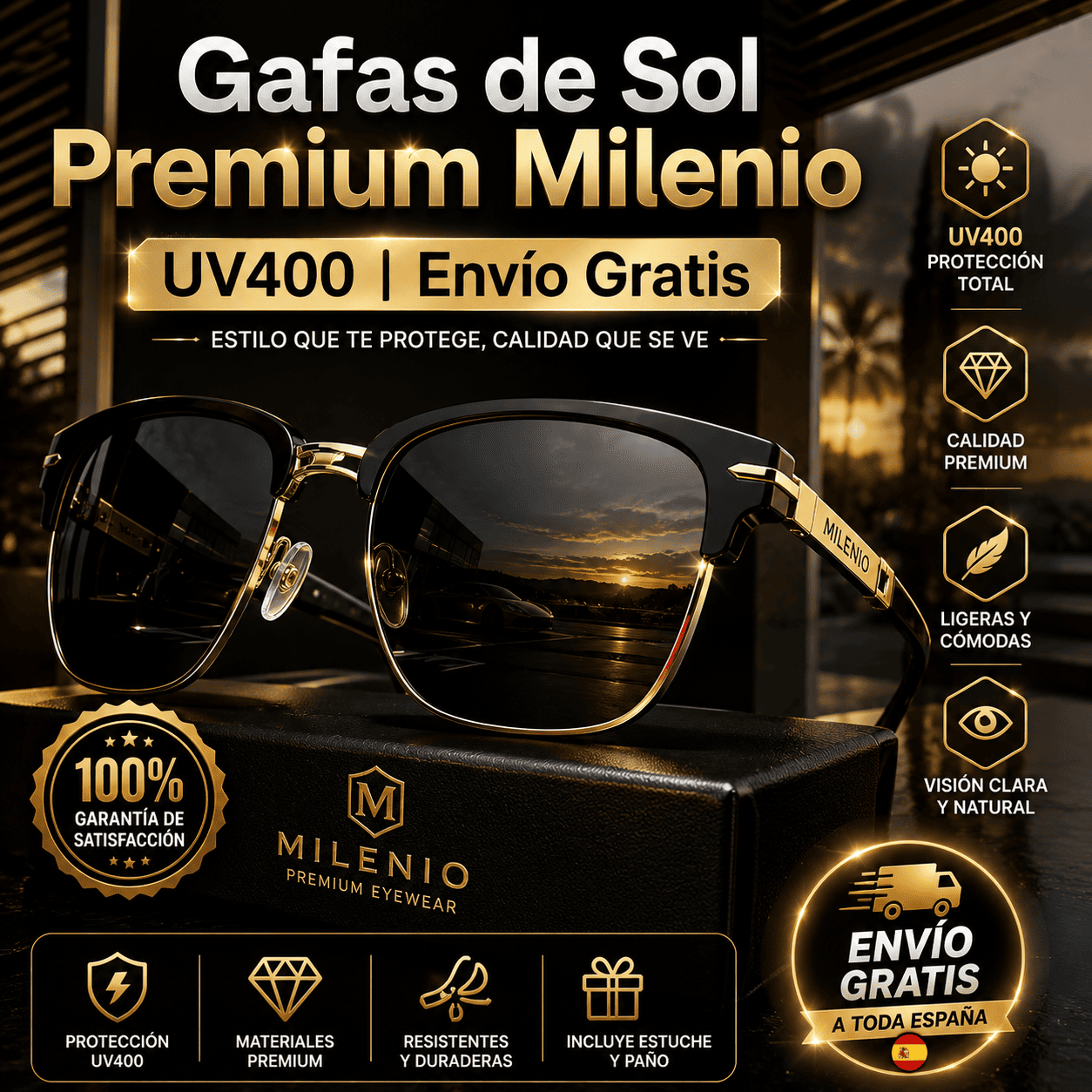 NONA123 - Gafas de Sol Premium Milenio UV400 | Envío Gratis